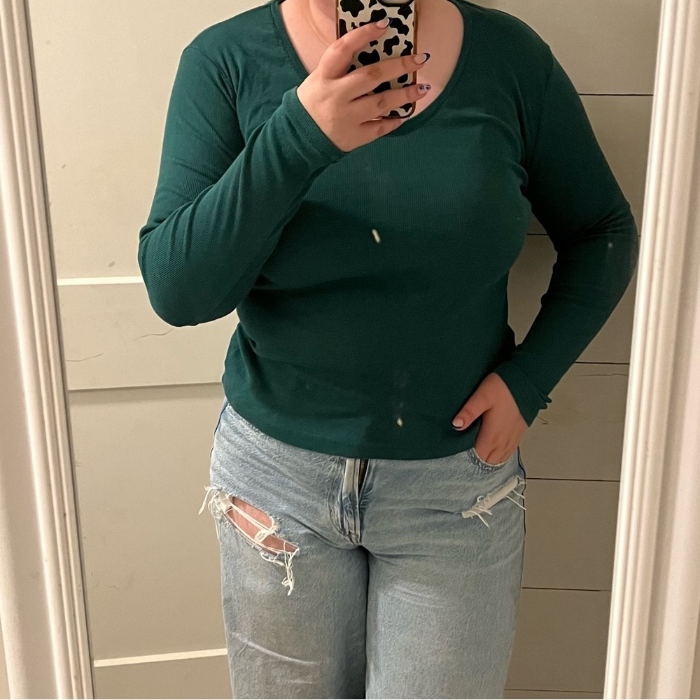 Dark Green Long Sleeve Top